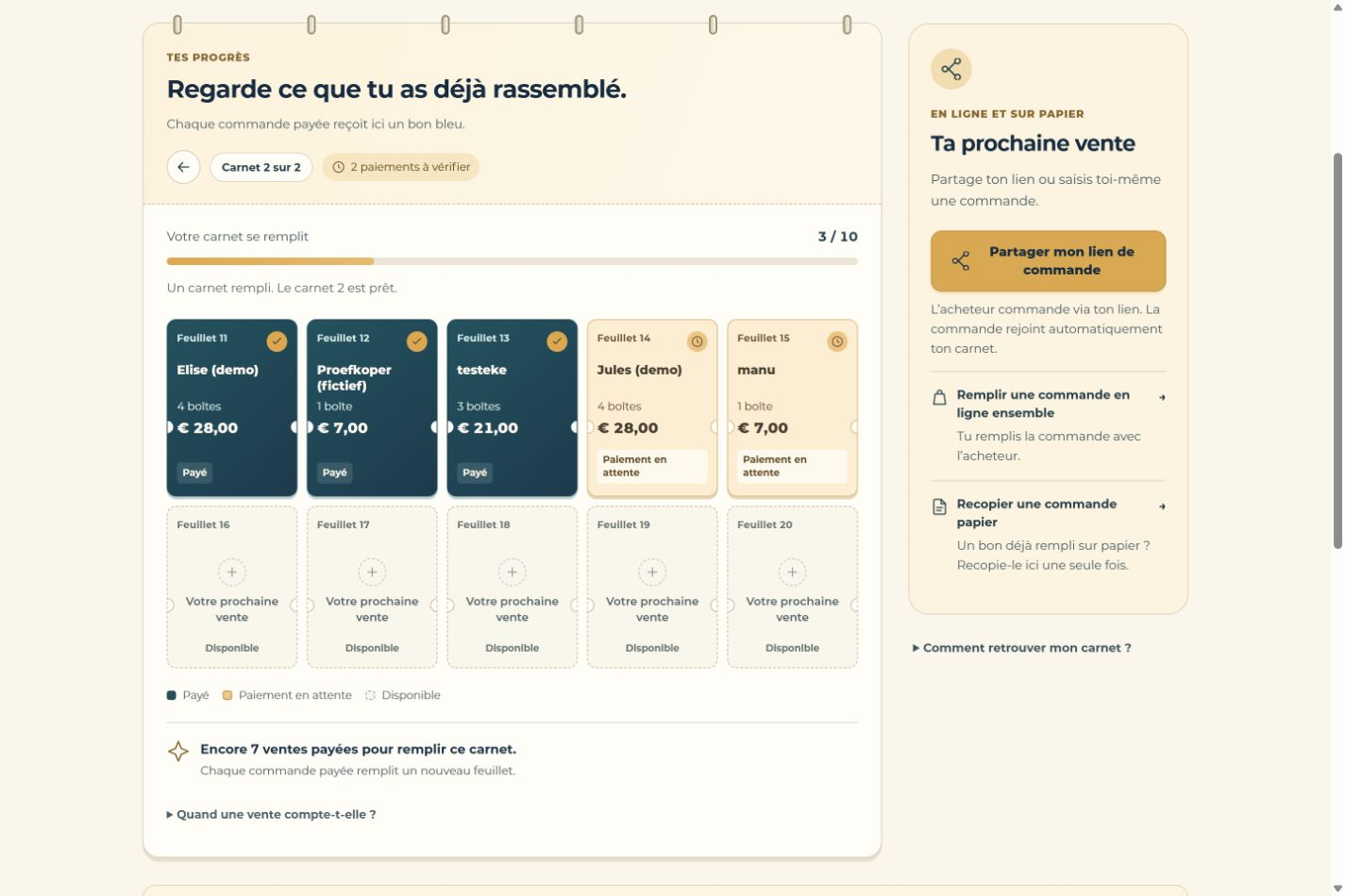 Côté vendeur · Données d’exemple
